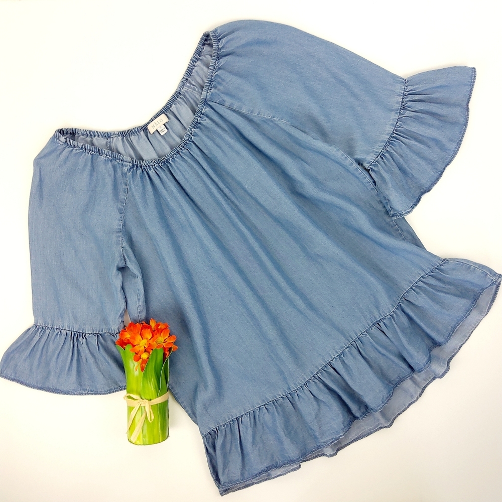 Halo 100% Lyocell Ruffle Sleeve Blouse Size Small